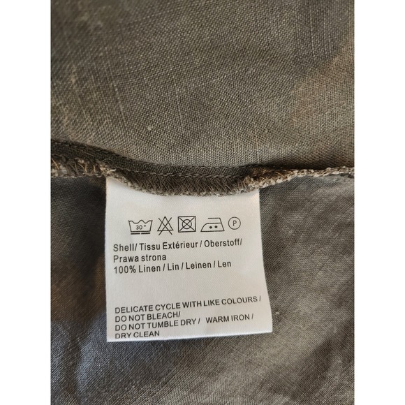 MALVIN I love Linen shirt dress Belt‎ XL US 12 Olive Green Button up Midi - Picture 8 of 8